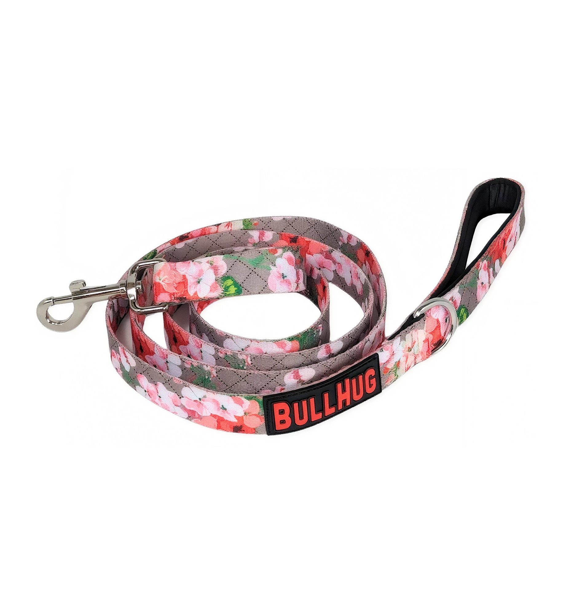 Pink Floral BullHug 6ft Dog Leash – Padded Handle