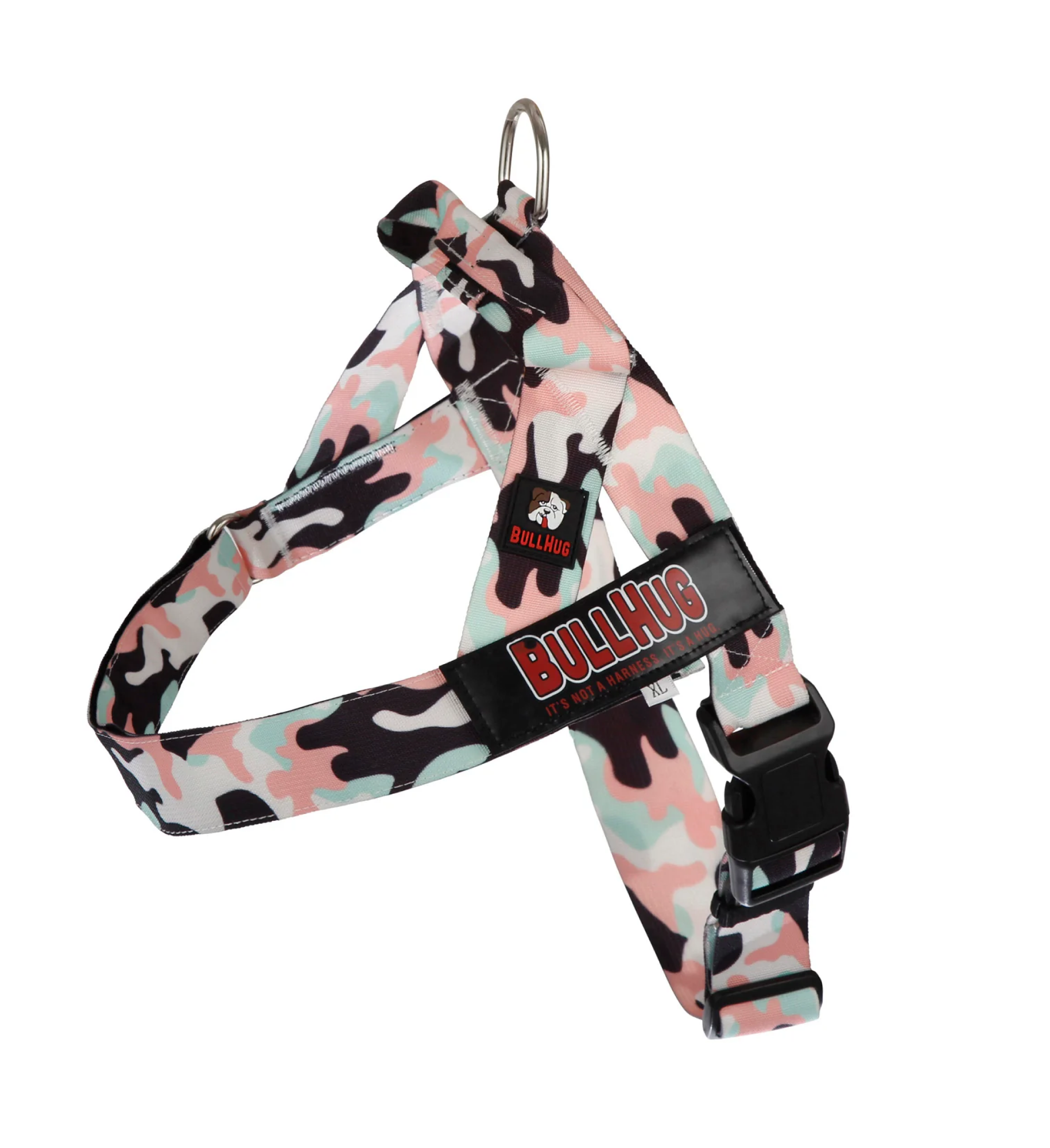 Pink & Mint Camouflage BullHug Dog Harness – Non-Choking, Adjustable