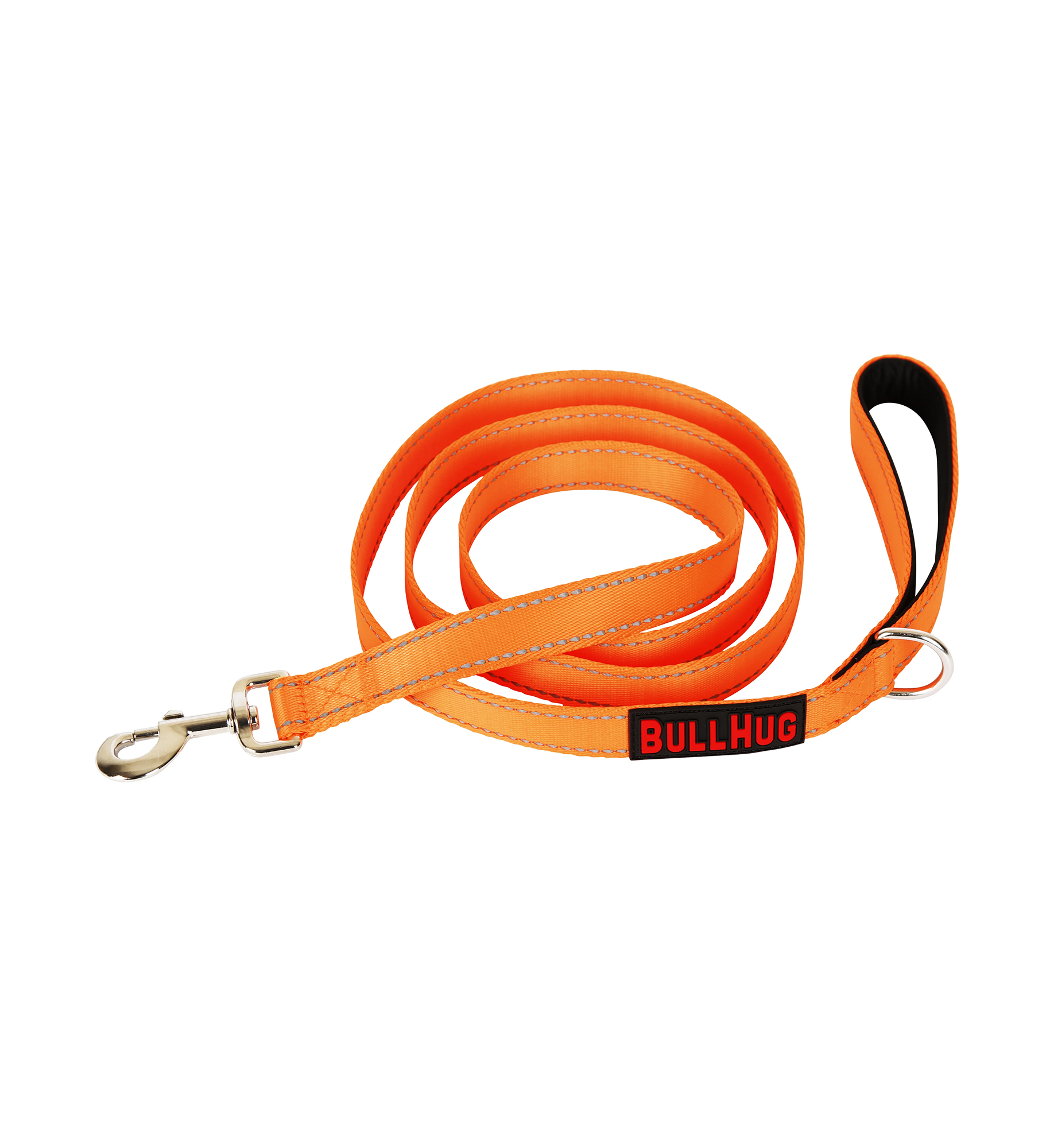 Neon Orange BullHug 6ft Dog Leash – Padded Handle