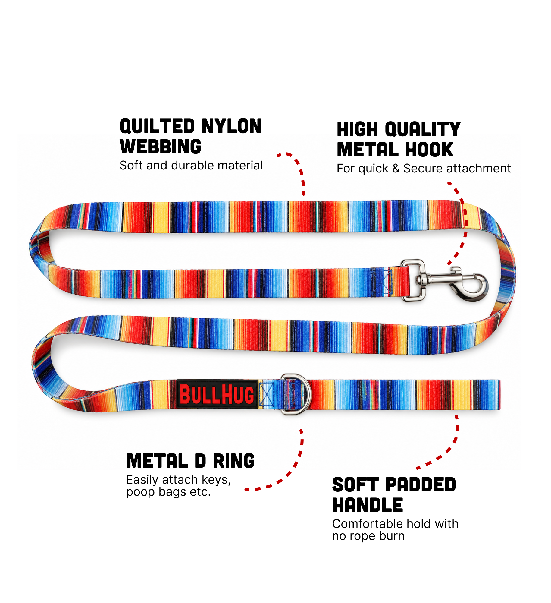 Fiesta BullHug 6ft Dog Leash – Padded Handle