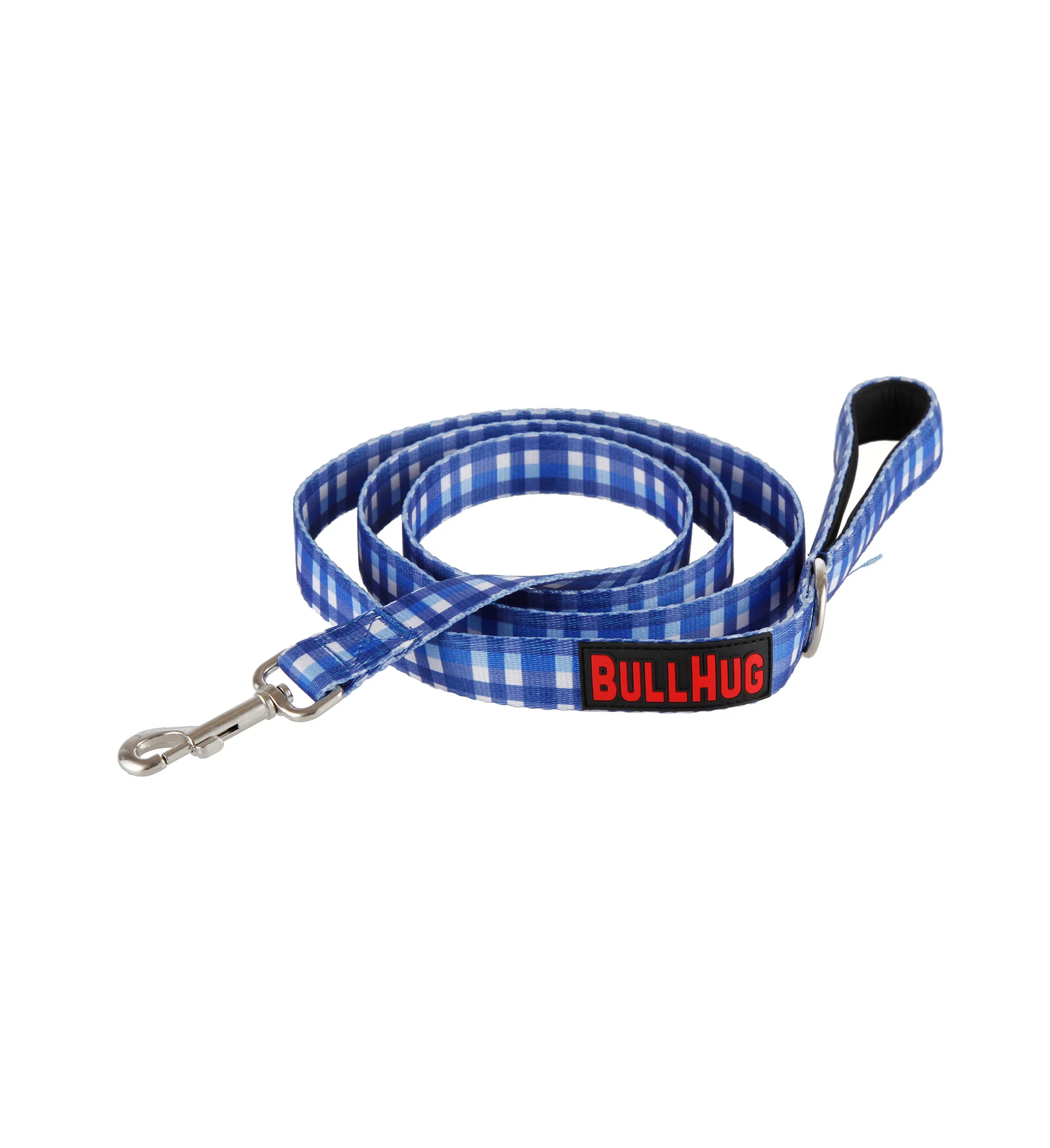 Blue Plaid BullHug 6ft Dog Leash – Padded Handle