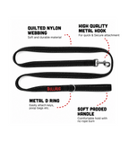 Black BullHug 6ft Dog Leash – Padded Handle