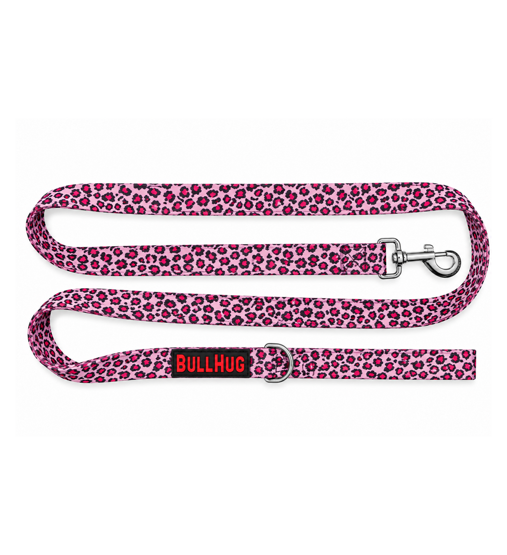 Pink Leopard BullHug 6ft Dog Leash – Padded Handle