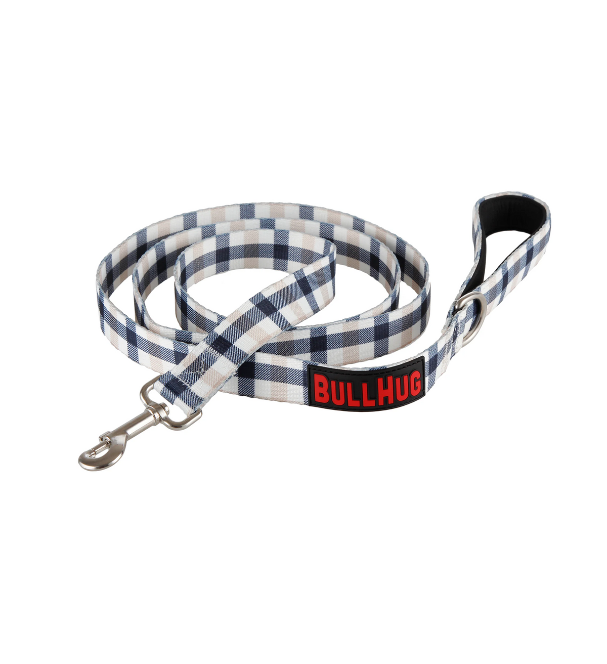 Blue & Tan Plaid BullHug 6ft Dog Leash – Padded Handle