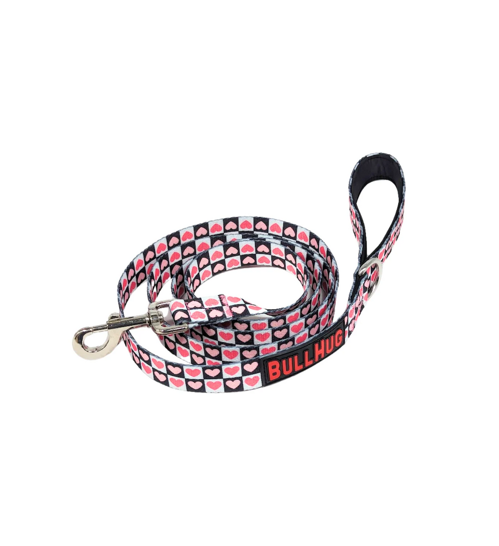 Checkered Hearts BullHug Dog Harness & Leash Combo