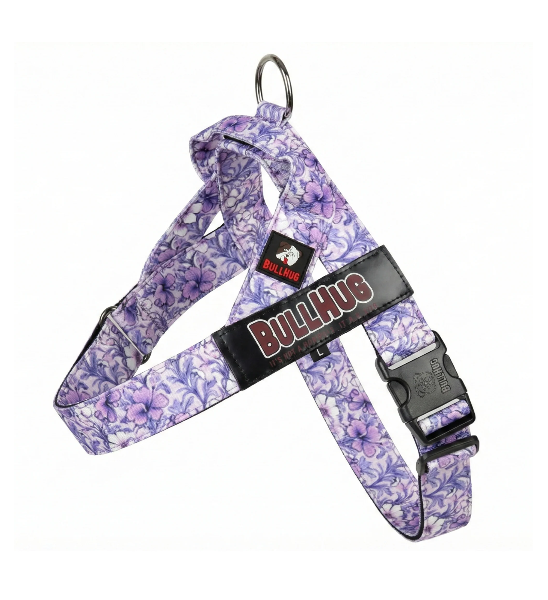 Purple Floral BullHug Dog Harness – Non-Choking, Adjustable