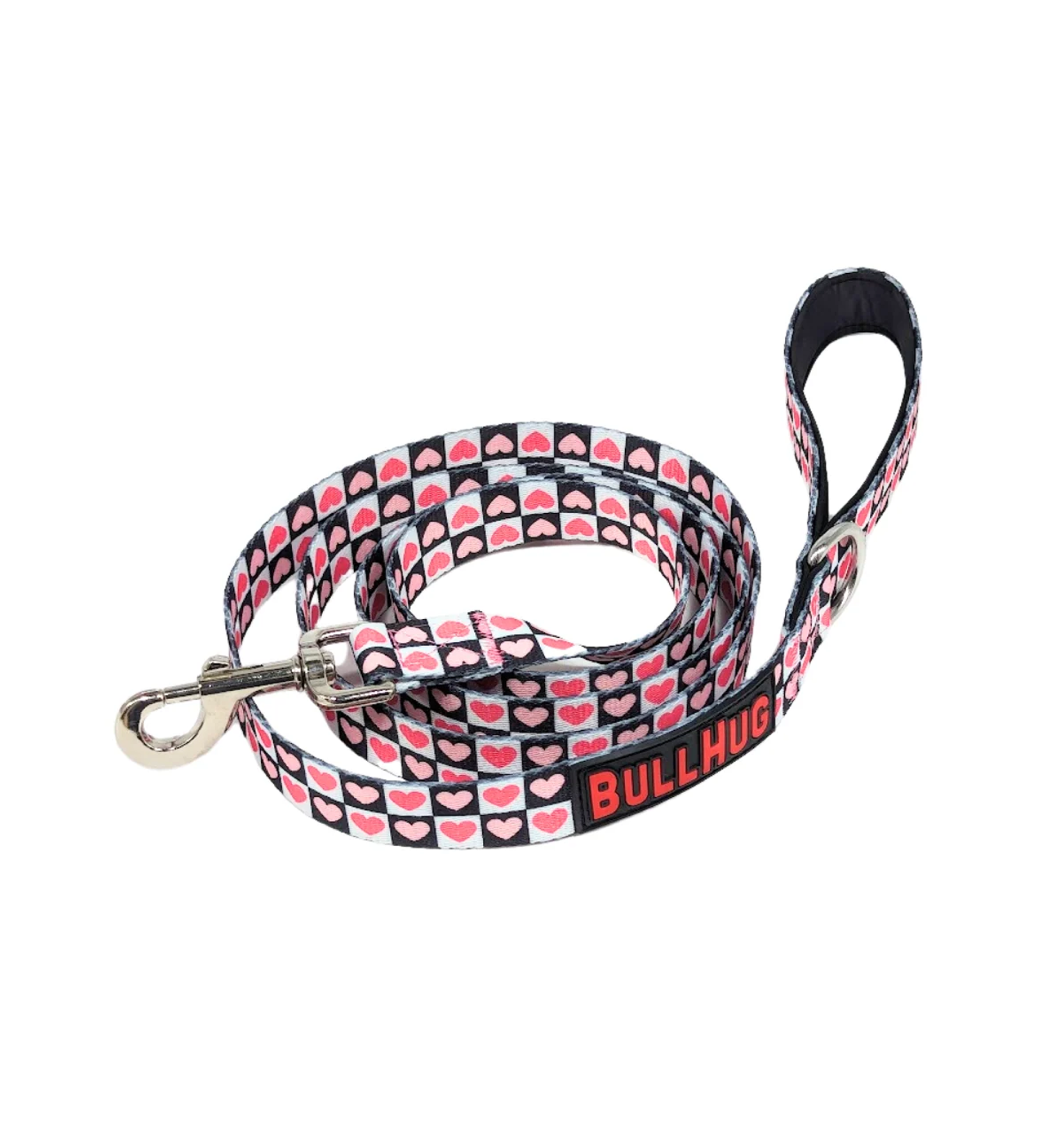 Checkered Hearts BullHug 6ft Dog Leash – Padded Handle