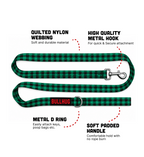 Buffalo Plaid Green BullHug 6ft Dog Leash – Padded Handle