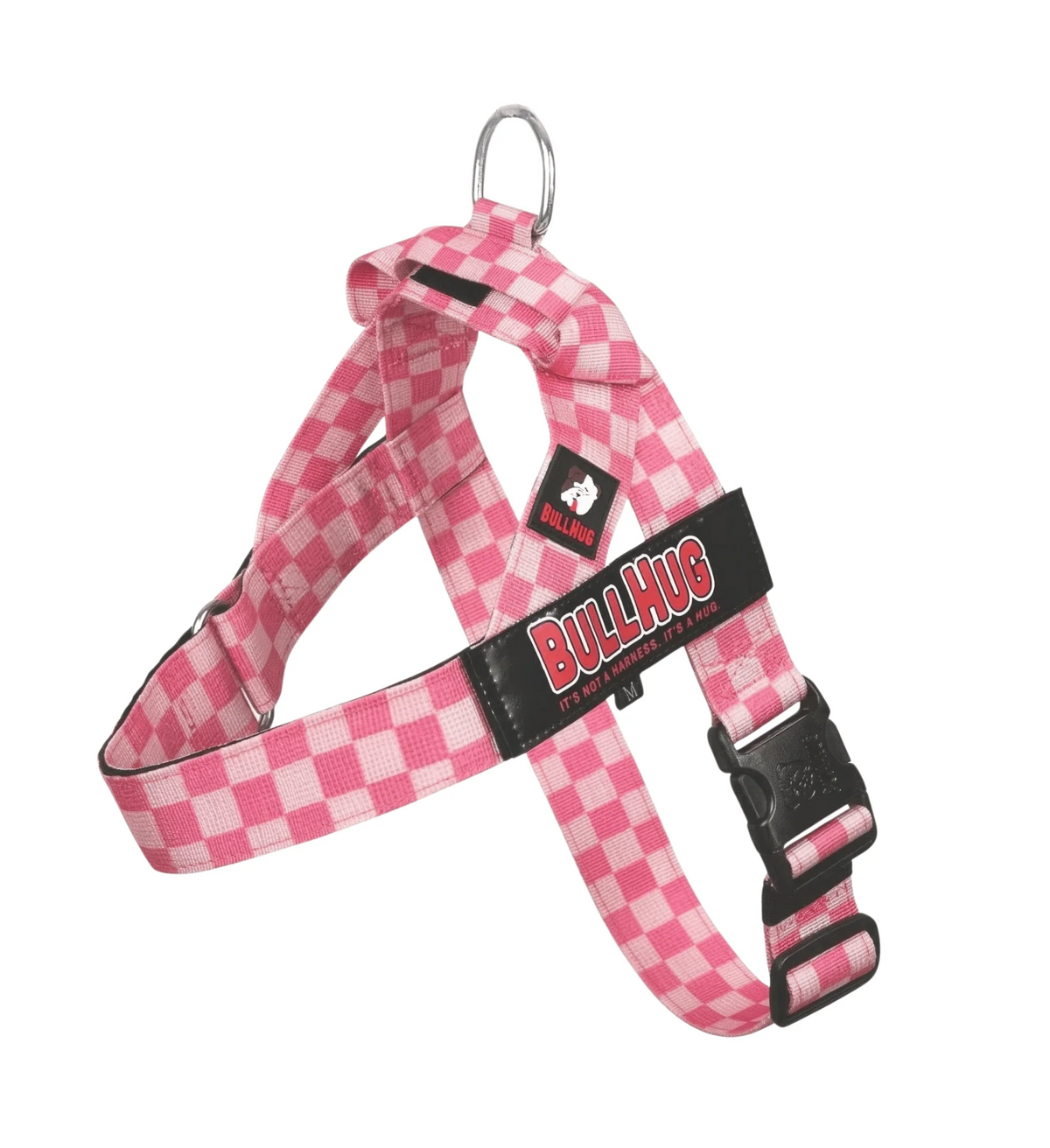 Pink Checkers BullHug Dog Harness – Non-Choking, Adjustable