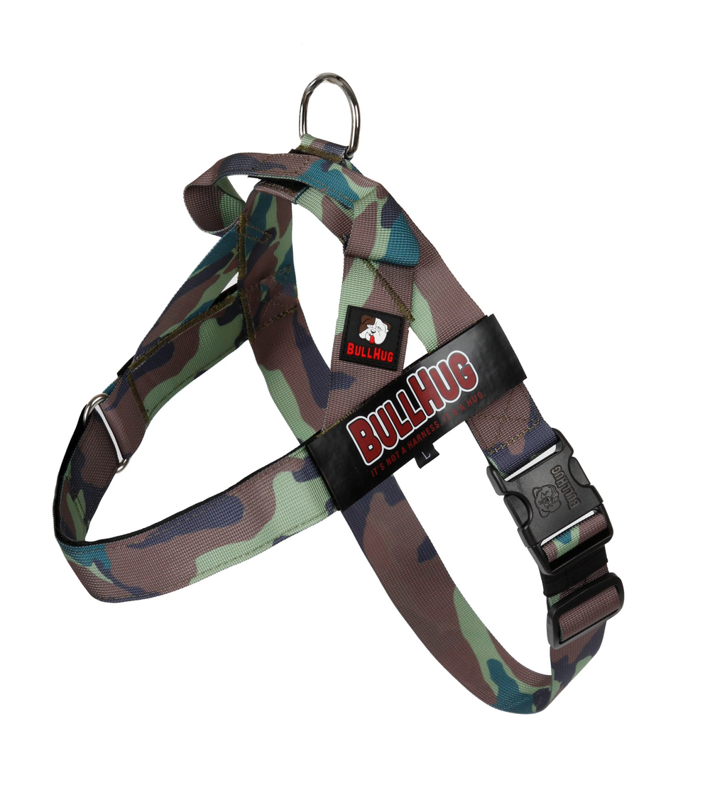 Army Camouflage BullHug Dog Harness – Non-Choking, Adjustable