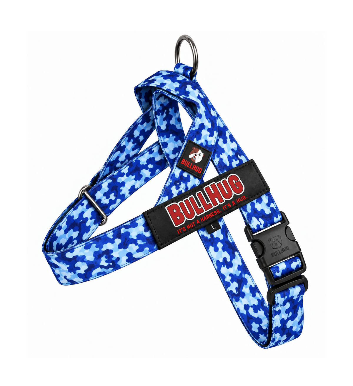 Blue Camouflage BullHug Dog Harness – Non-Choking, Adjustable