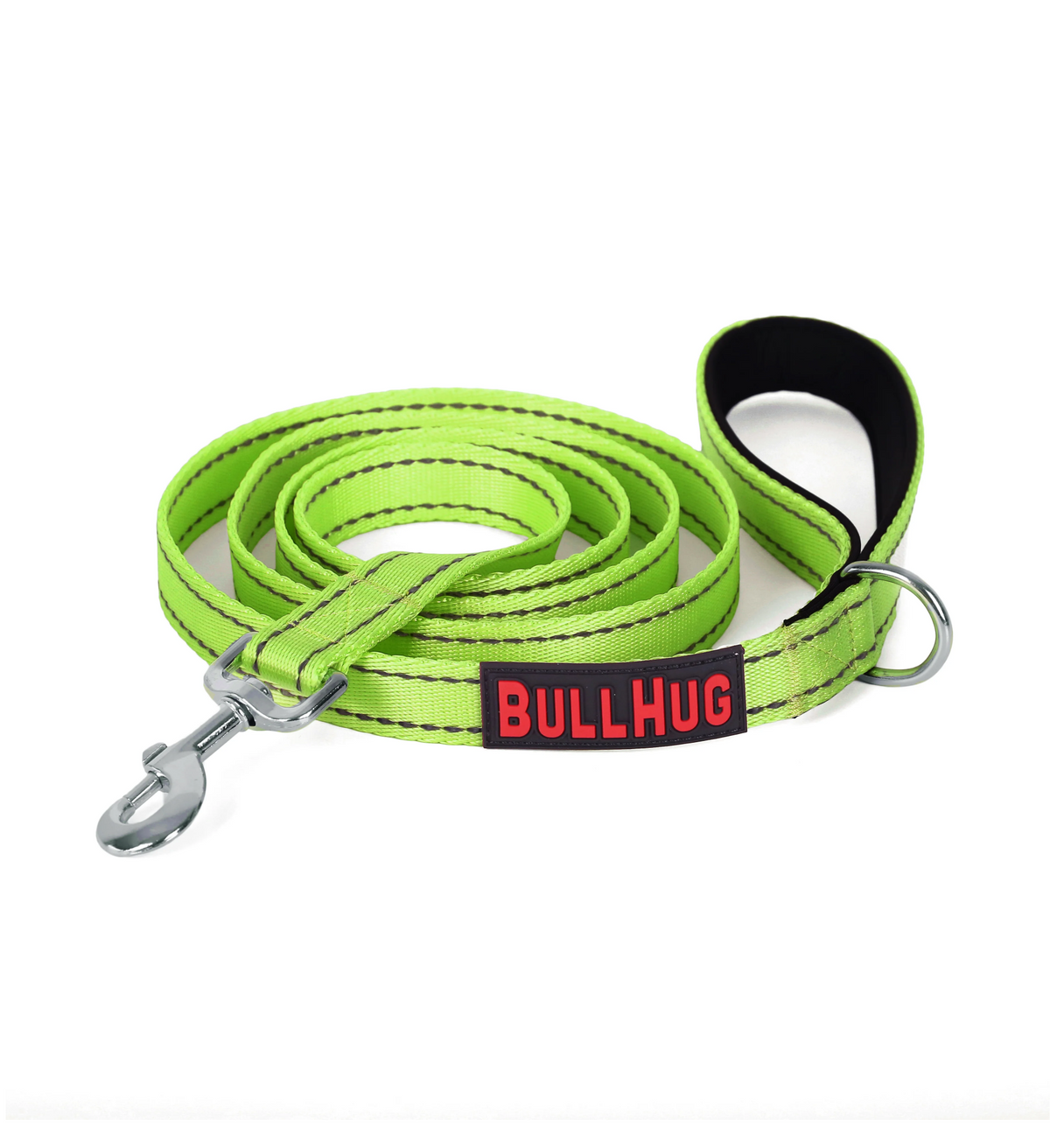 Neon Green BullHug 6ft Dog Leash – Padded Handle