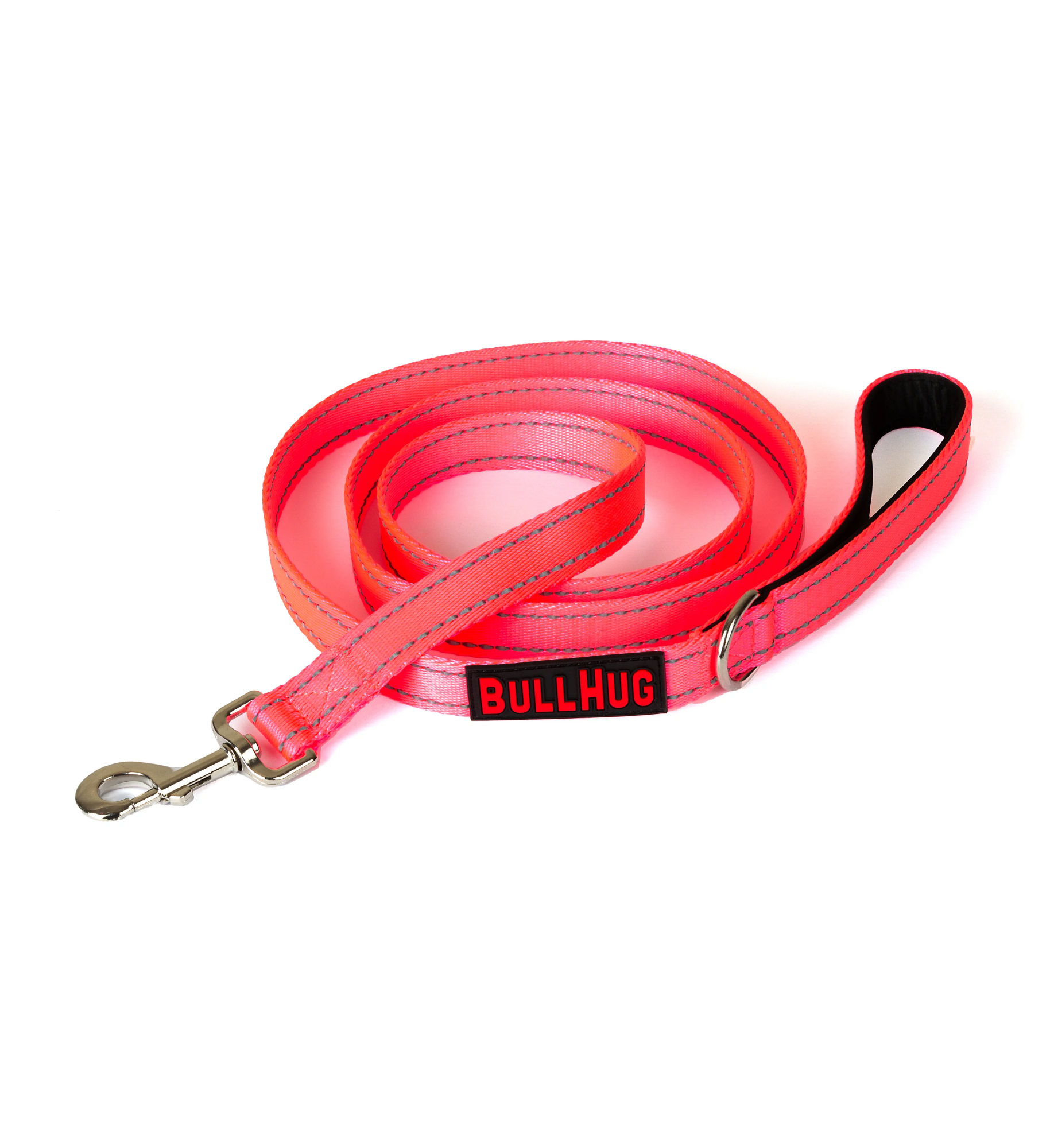 Neon Pink BullHug 6ft Dog Leash – Padded Handle