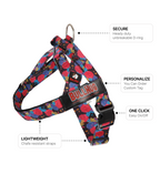 Black Floral BullHug Dog Harness – Non-Choking, Adjustable