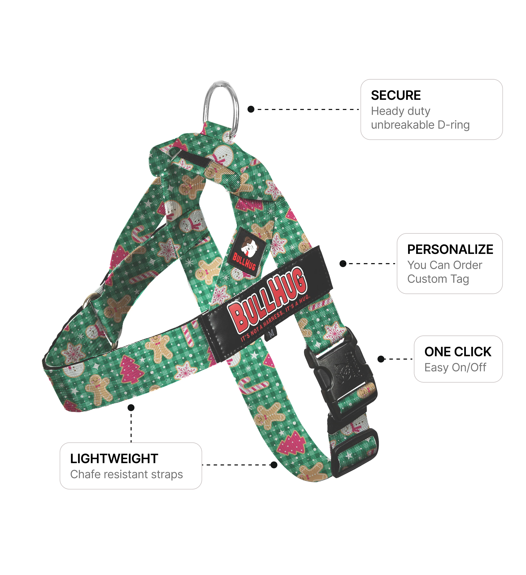 Paw-liday Cheer BullHug Dog Harness – Non-Choking, Adjustable