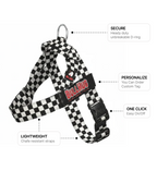 Black and White Checkers Dog Harness – Non-Choking, Adjustable