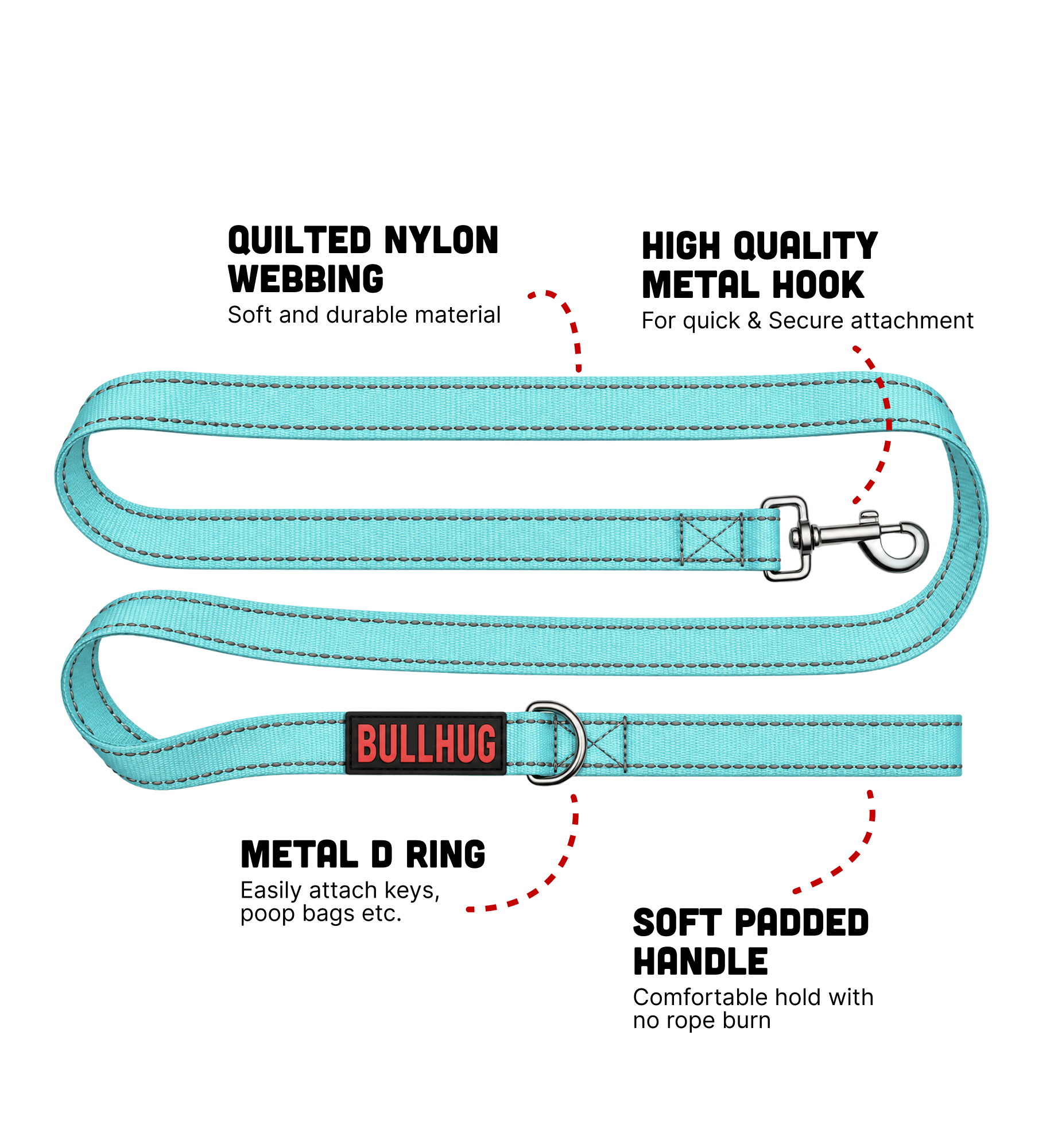Tiffany Blue BullHug 6ft Dog Leash – Padded Handle