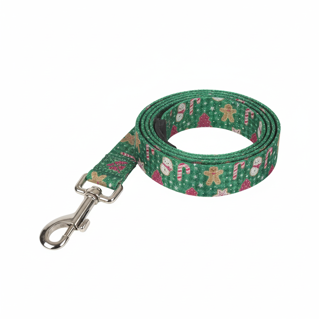 Festive Holiday Red Green Bullhug Dog 6ft Leash Combo