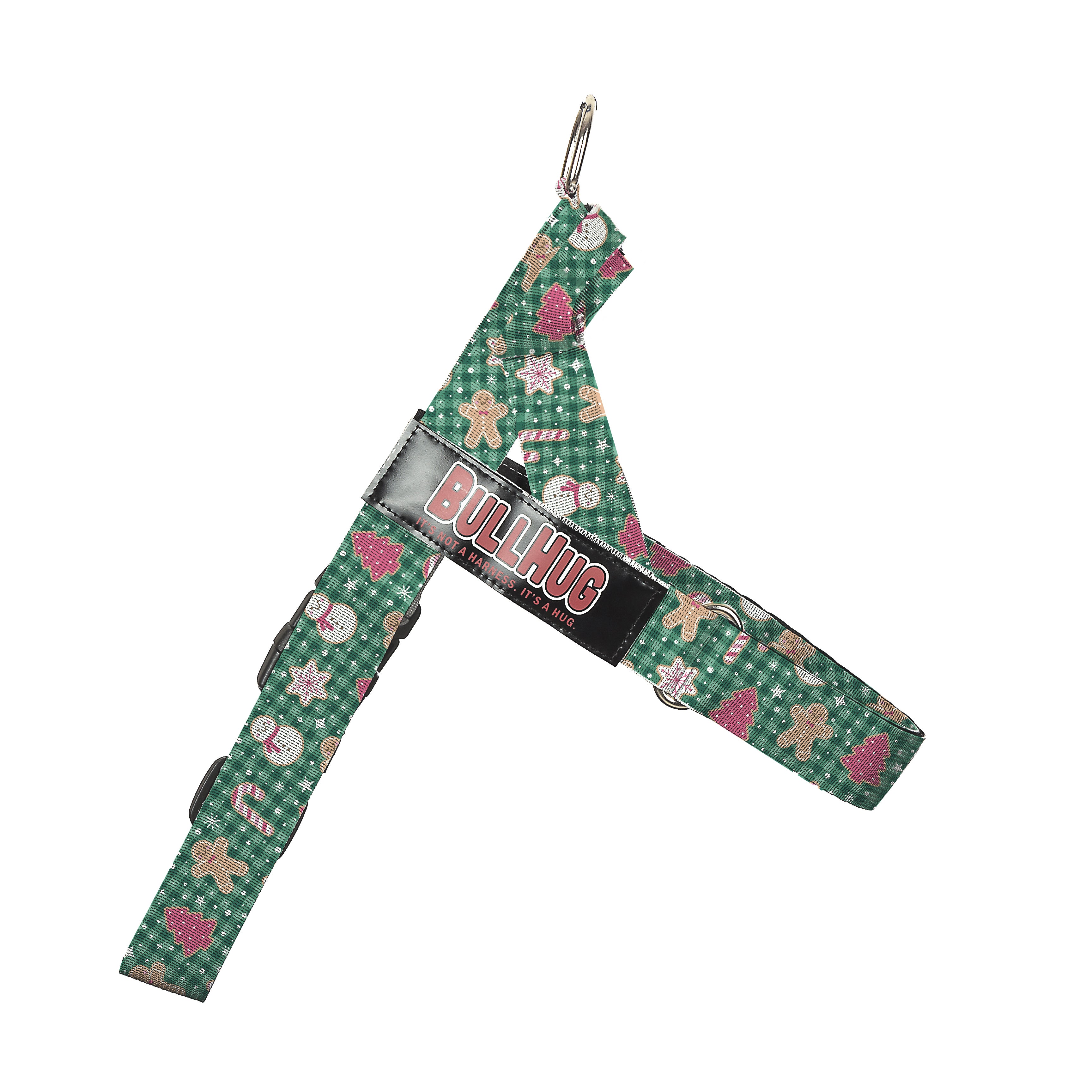 Festive Holiday Red Green Bullhug Harness for Broad-Chested Dogs