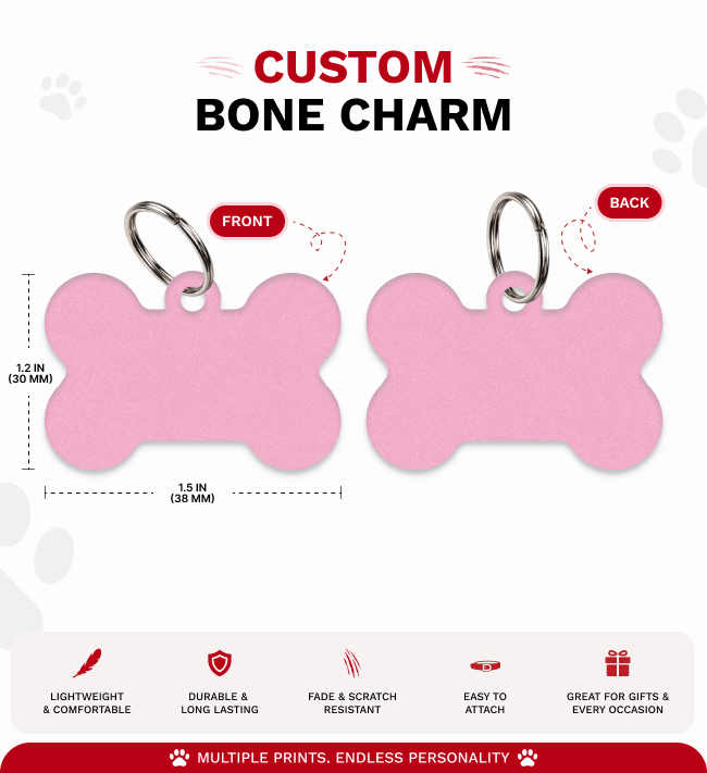 Personalized Dog Name Tag | Custom Pet ID Bone Charm