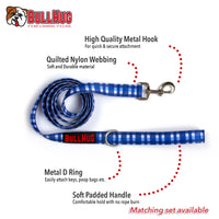 "BLUE PLAID" 6FT BULLHUG LEASH