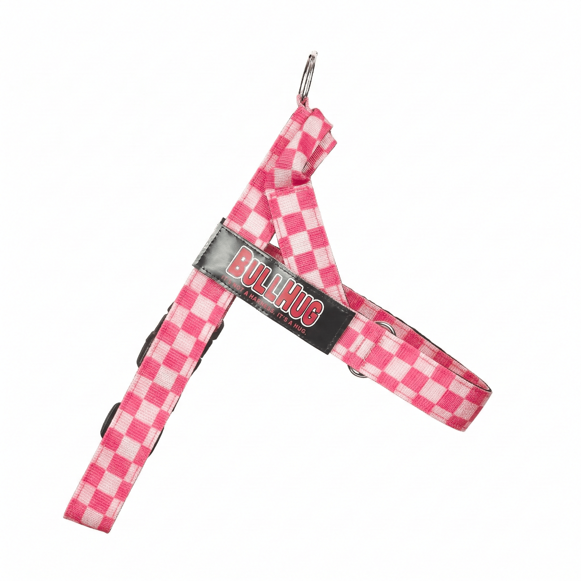 Pink Checkers BullHug Dog Harness – Non-Choking, Adjustable