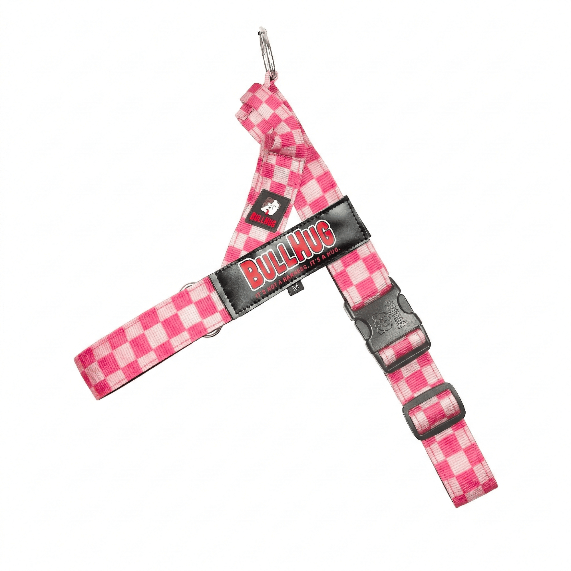Pink Checkers BullHug Dog Harness – Non-Choking, Adjustable
