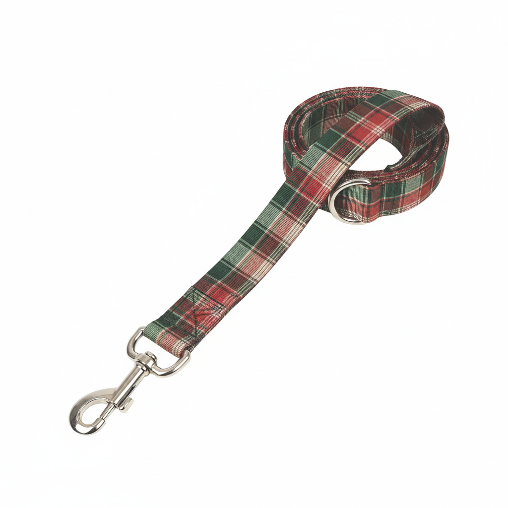 Jolly Good Plaid Red Green White 6ft Leash Combo