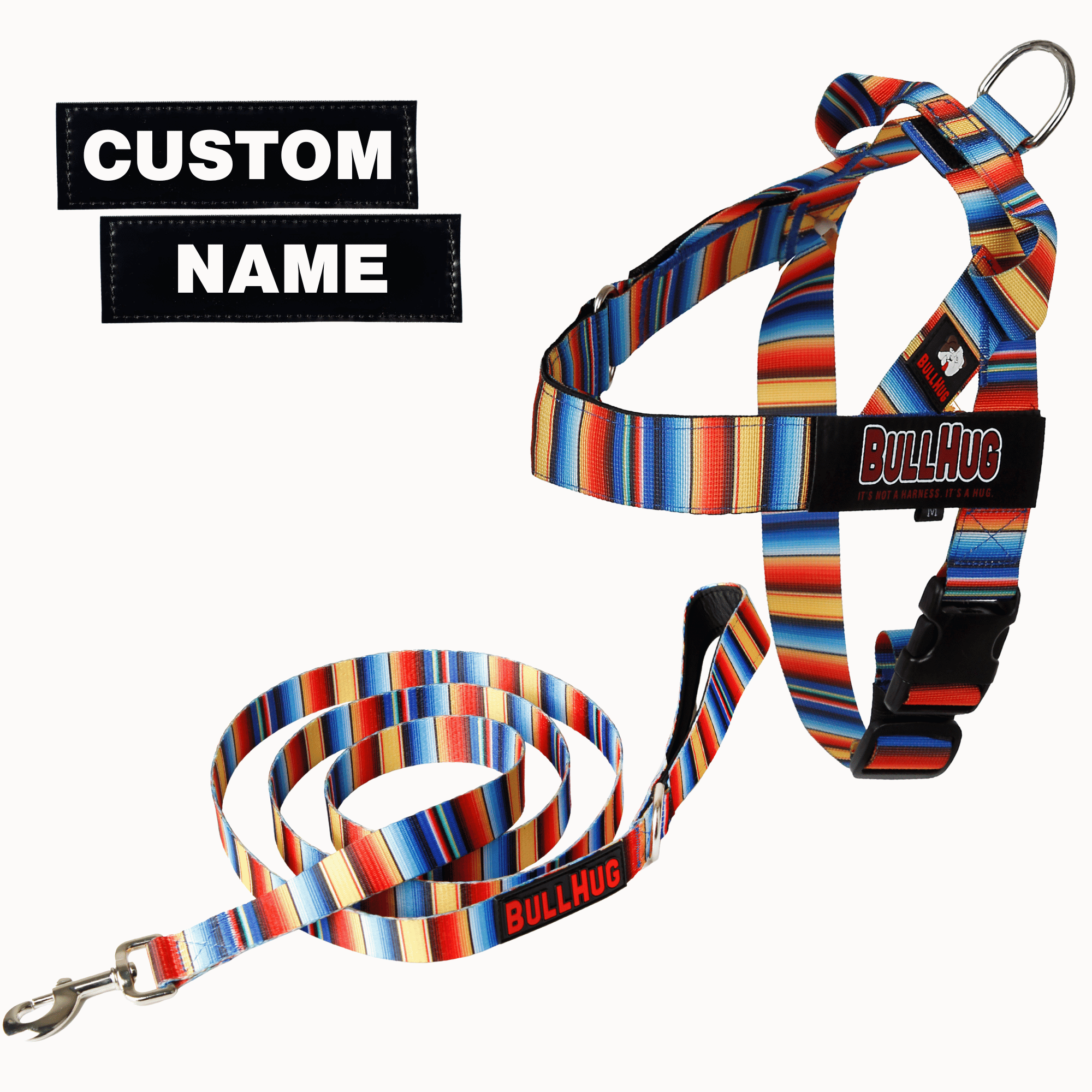 fiesta bullhug no-choke dog harness & leash set