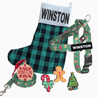 Bullhug Festive Holiday Gift Set with Dog Harness, Leash & Custom Stocking