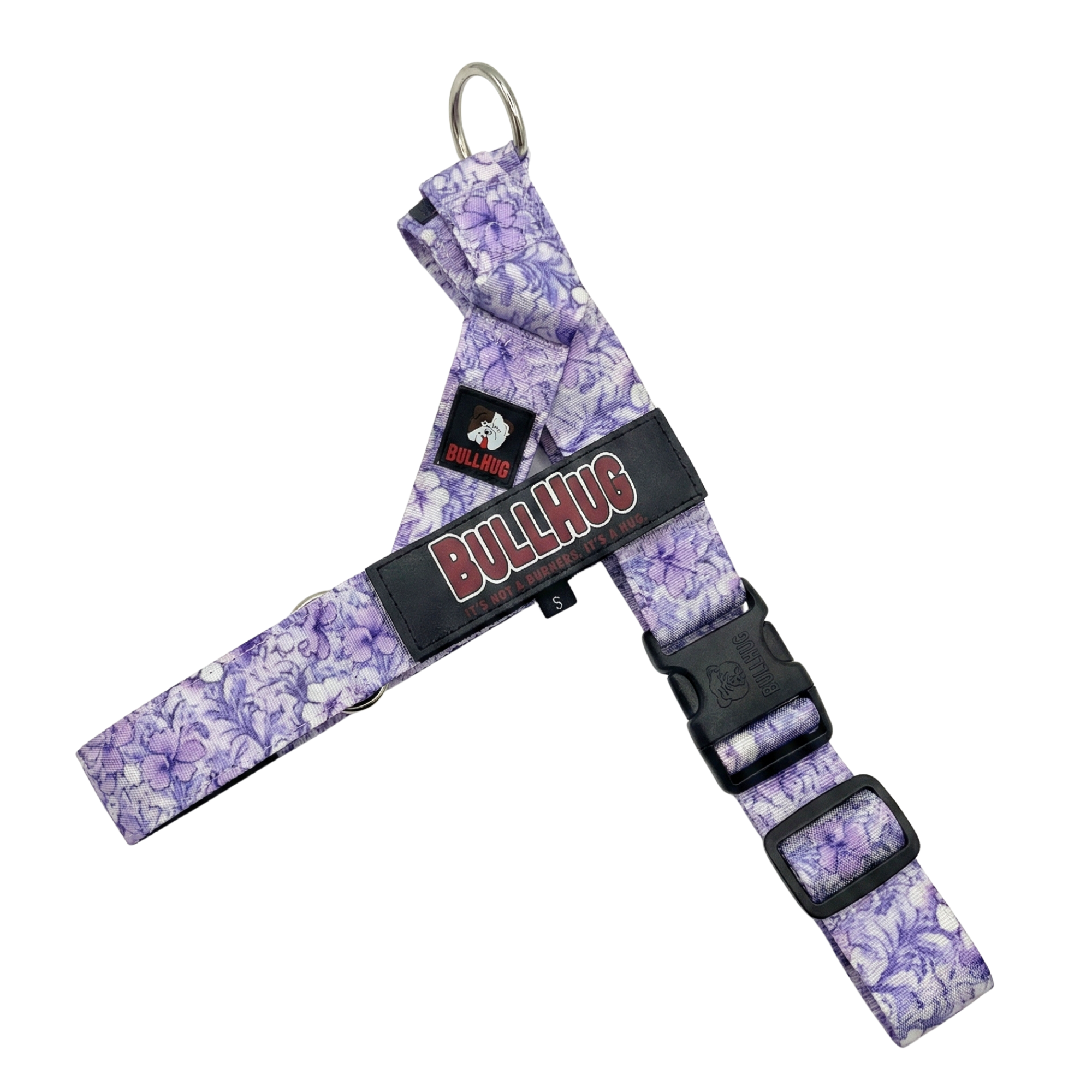 Bullhug No Choke Adjustable Dog Harness with Purple Floral Pattern