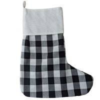 Custom Black and White Buffalo Plaid Stocking