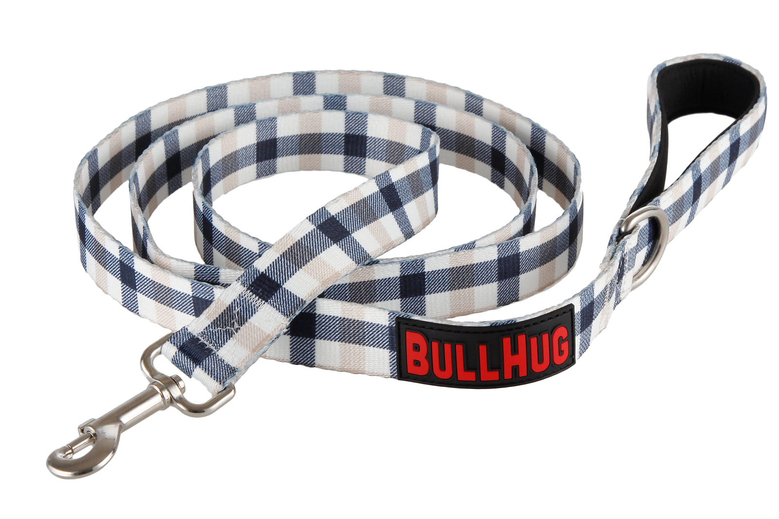 BullHug Dog Leash- Blue & Tan Plaid - thebullhug.com
